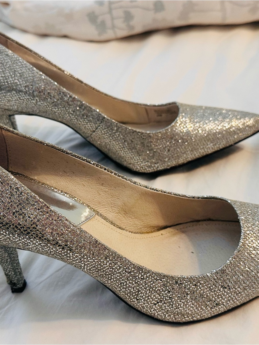 Michael Kors Silver Glitter Pointed-Toe Pumps